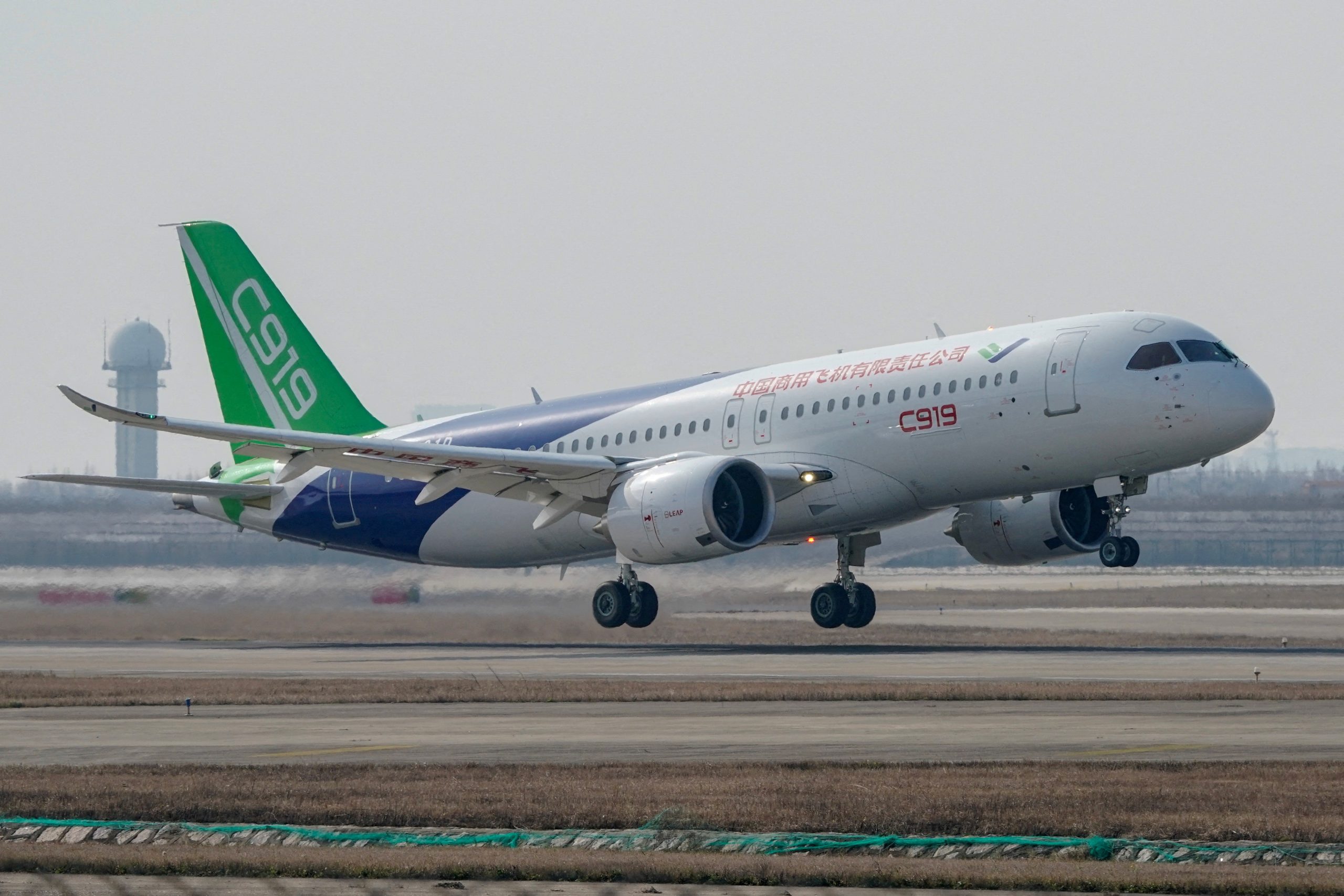 The C919 is rival to the Boeing 737 and the Airbus A320.
