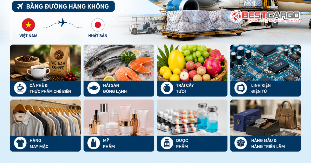 Những mặt hàng được vận chuyển nhiều sang Nhật Bản
